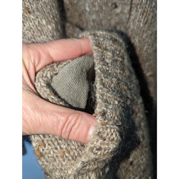 Vintage 80's Speckled Wool Blend Collared Henley Sweater Pockets Elbow Patches - Picture 5 of 9